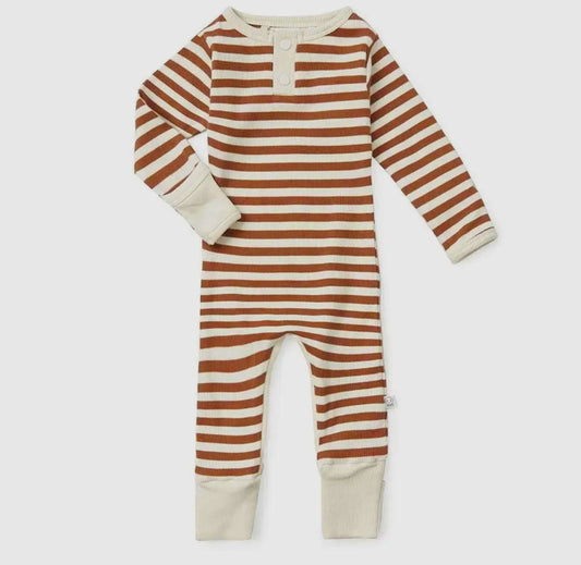 Biscuit Stripe Organic Growsuit