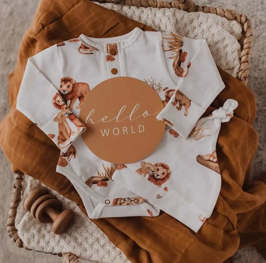 Lion Long Sleeve Organic Bodysuit